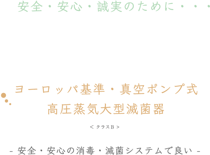 ヨーロッパ基準・真空ポンプ式高圧蒸気大型滅菌器